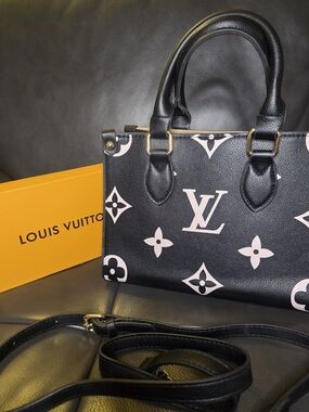 Black & Cream Monogram Satchel/Crossbody PM